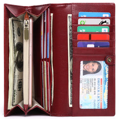 RFID Leather Long Wallet for Women
