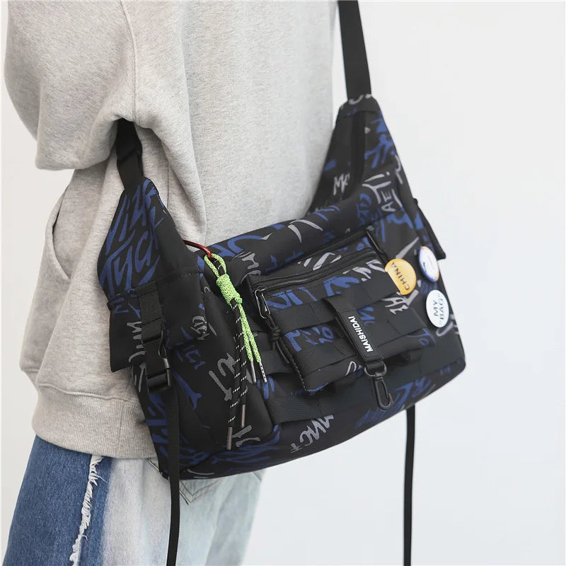 Waterproof Graffiti Letter Messenger Bag Unisex Shoulder Handbag