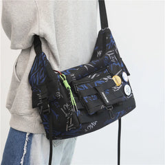 Waterproof Graffiti Letter Messenger Bag Unisex Shoulder Handbag