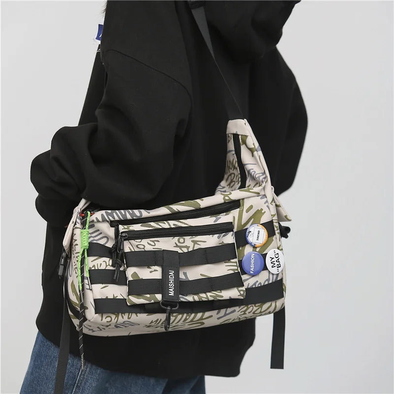 Waterproof Graffiti Letter Messenger Bag Unisex Shoulder Handbag