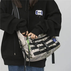 Waterproof Graffiti Letter Messenger Bag Unisex Shoulder Handbag