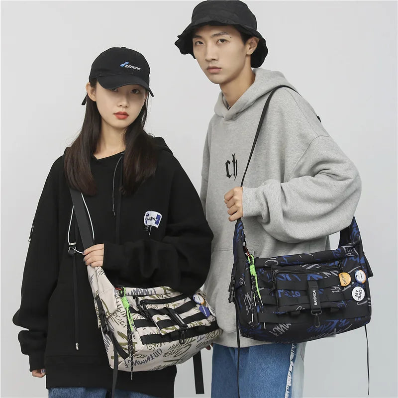 Waterproof Graffiti Letter Messenger Bag Unisex Shoulder Handbag