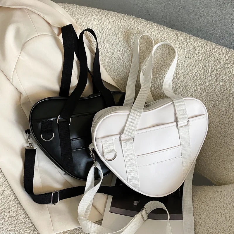 Women's Heart Shaped Shoulder Bag PU Leather Crossbody Tote Handbags