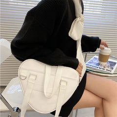 Women's Heart Shaped Shoulder Bag PU Leather Crossbody Tote Handbags