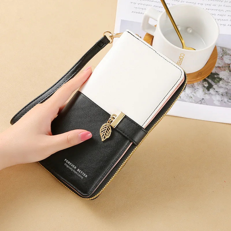 Women's PU Wallet Mini Handheld Money Pouch with Lanyard