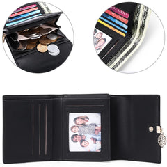 Women's Short Wallet PU Leather Three fold Anti theft Brush Short Wallet