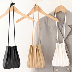 Women's Solid Pleated Crossbody Phone Bag Soft PU Leather Mini Ladies Purses