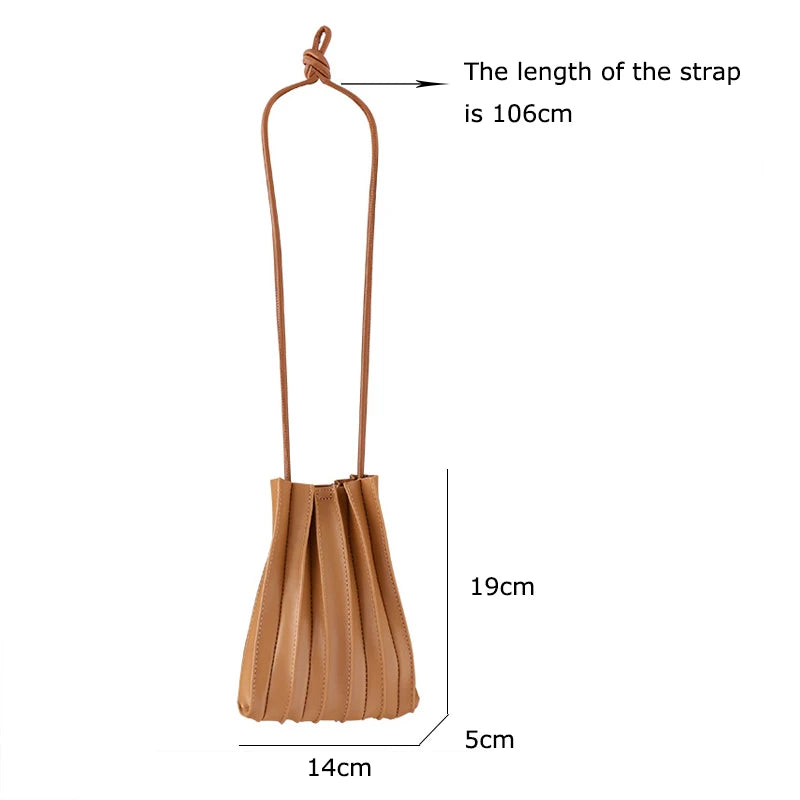 Women's Solid Pleated Crossbody Phone Bag Soft PU Leather Mini Ladies Purses