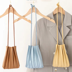 Women's Solid Pleated Crossbody Phone Bag Soft PU Leather Mini Ladies Purses