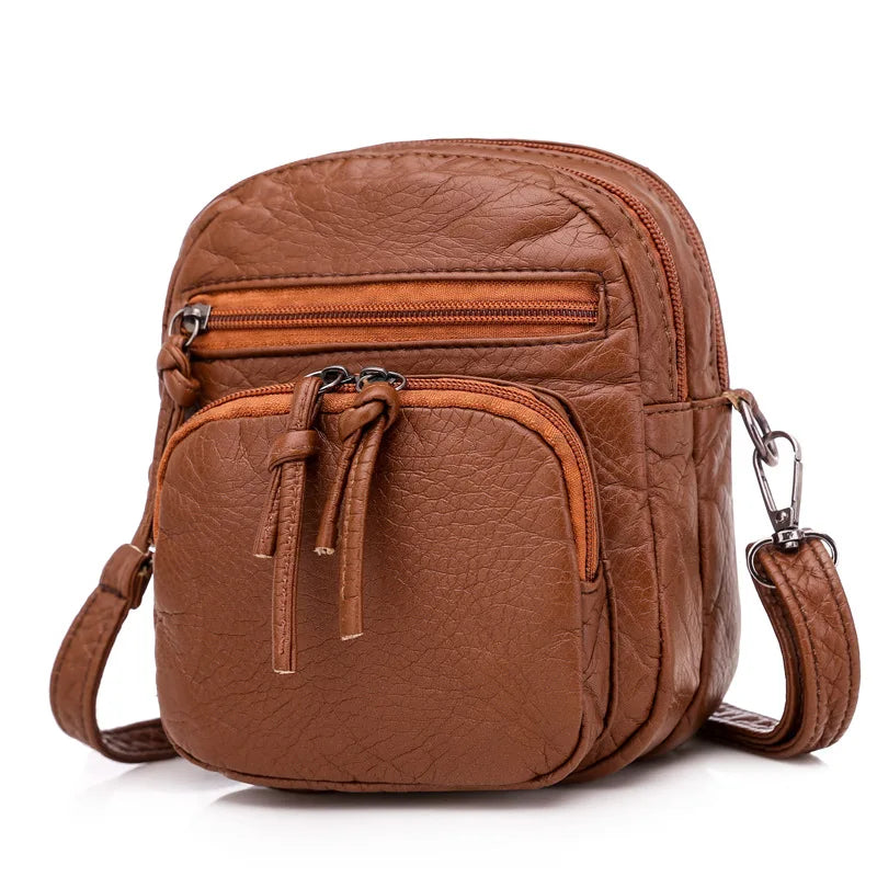 Women's Soft Leather Shoulder Bag Large Capacity Messenger Bag