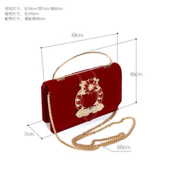 Women's Velvet Inlaid Small Square Bag Change Shoulder Cross Handbag