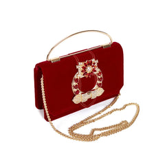 Women's Velvet Inlaid Small Square Bag Change Shoulder Cross Handbag