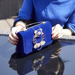 Women's Velvet Inlaid Small Square Bag Change Shoulder Cross Handbag