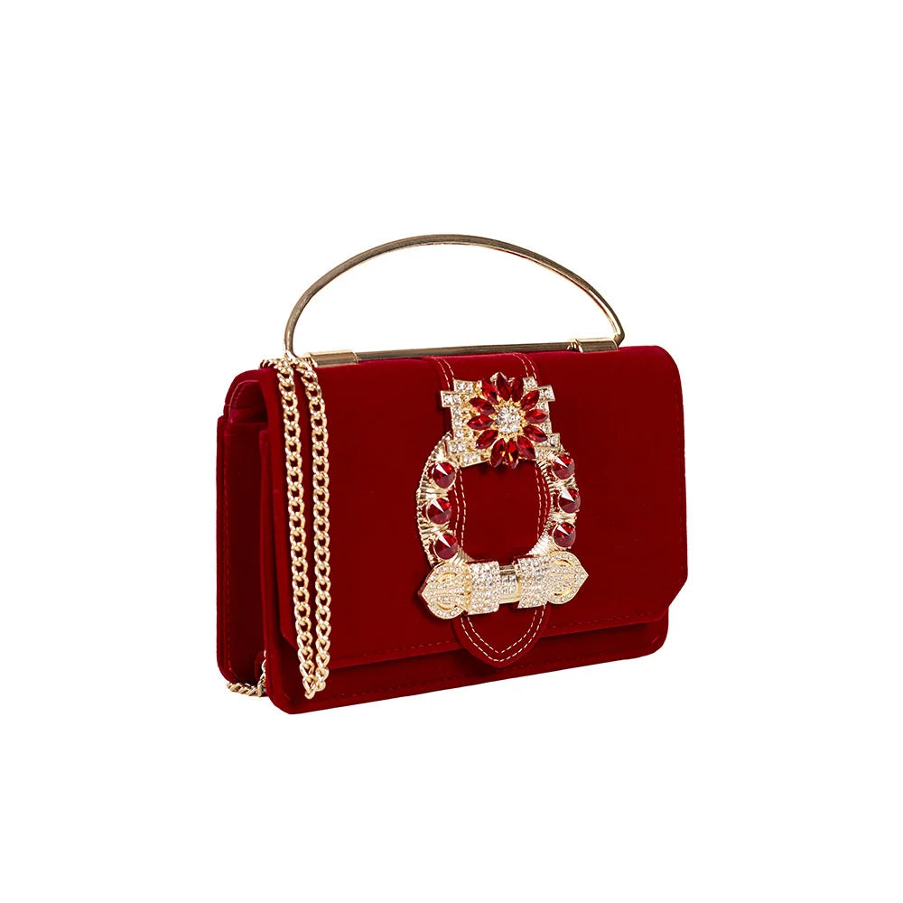 Women's Velvet Inlaid Small Square Bag Change Shoulder Cross Handbag