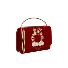 Women's Velvet Inlaid Small Square Bag Change Shoulder Cross Handbag