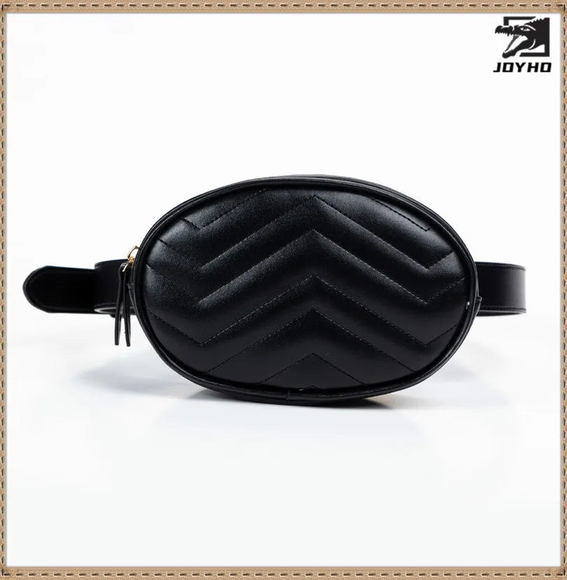 Women's Round Leather Waist Bag Shoulder Crossbody Chest Hip Purse