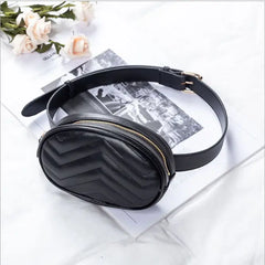 Women's Round Leather Waist Bag Shoulder Crossbody Chest Hip Purse