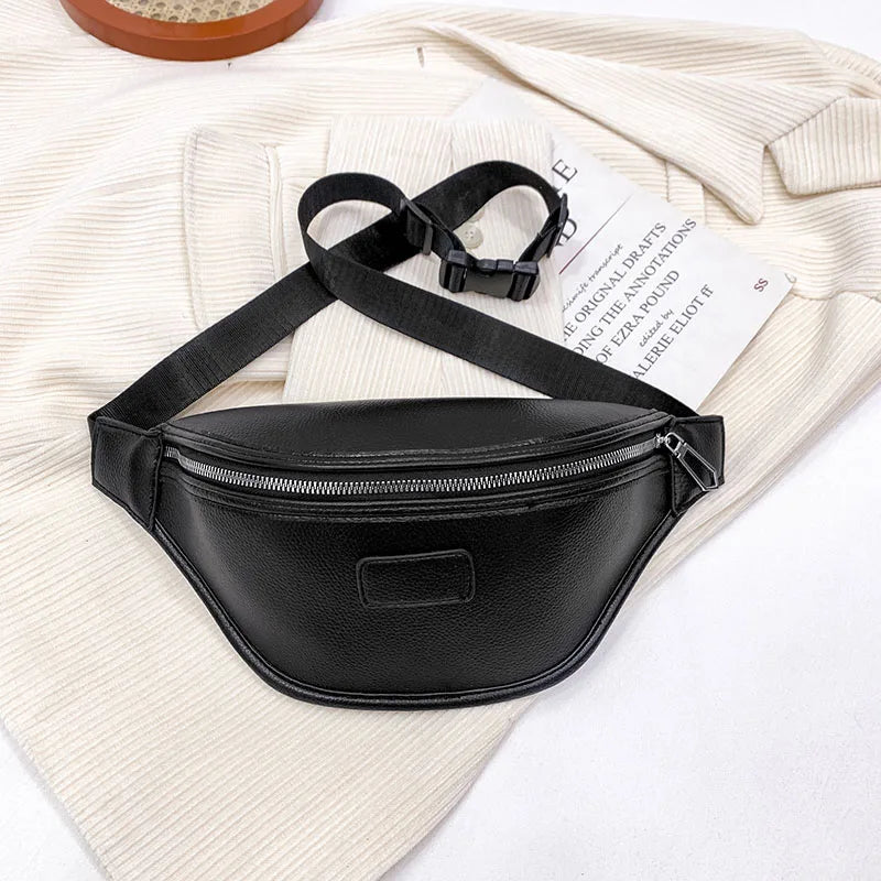 Women's Waist Bag PU Leather Belt Bags Shoulder Crossbody Chest Bag