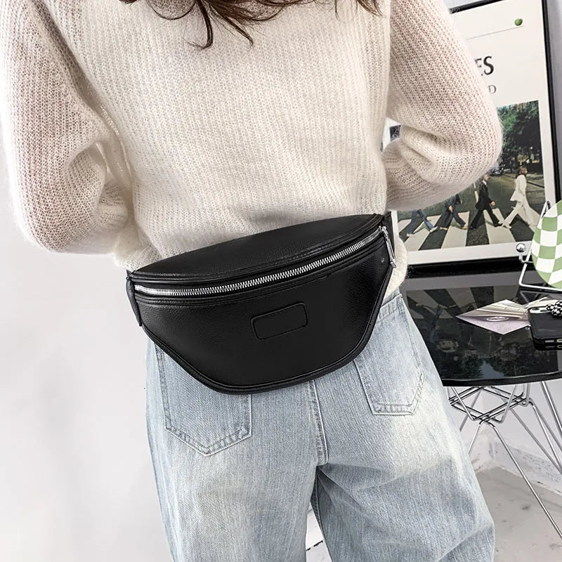 Women's Waist Bag PU Leather Belt Bags Shoulder Crossbody Chest Bag