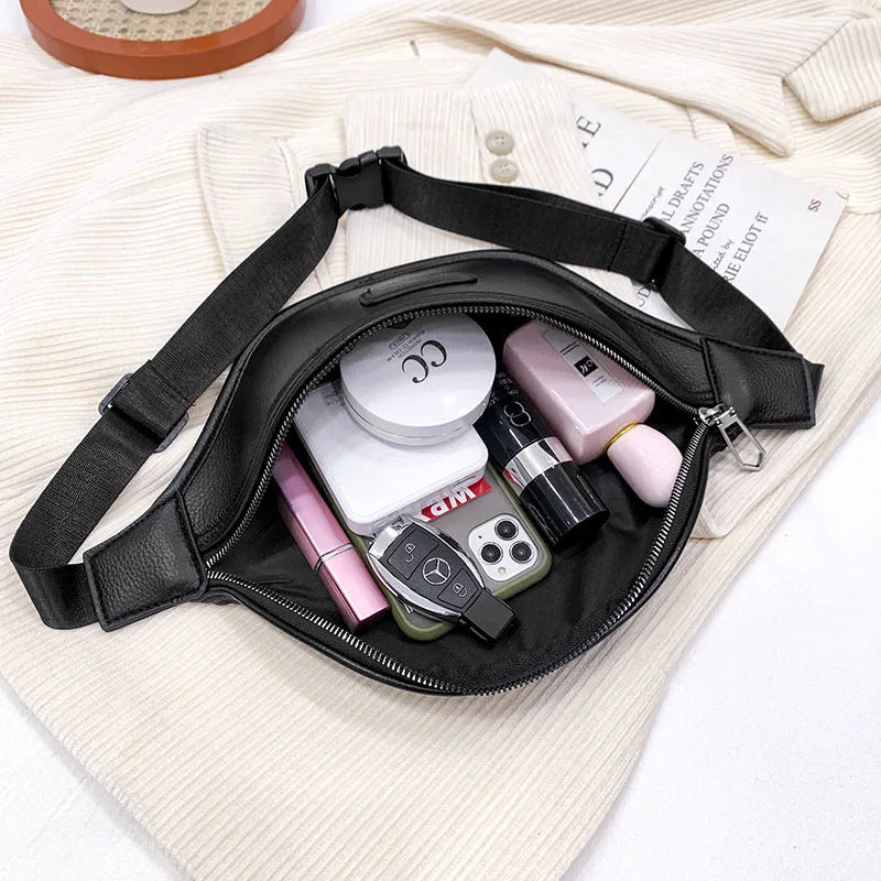 Women's Waist Bag PU Leather Belt Bags Shoulder Crossbody Chest Bag