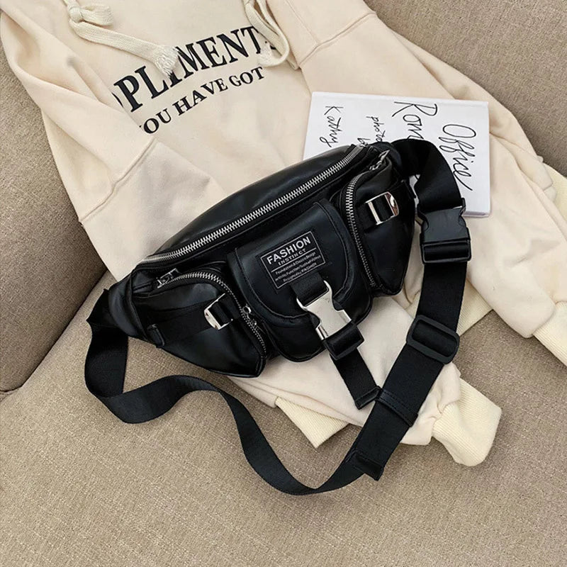 Women's Waist Pack Shoulder Bags PU Leather Ladies Chest Fanny Packs Hip Bags