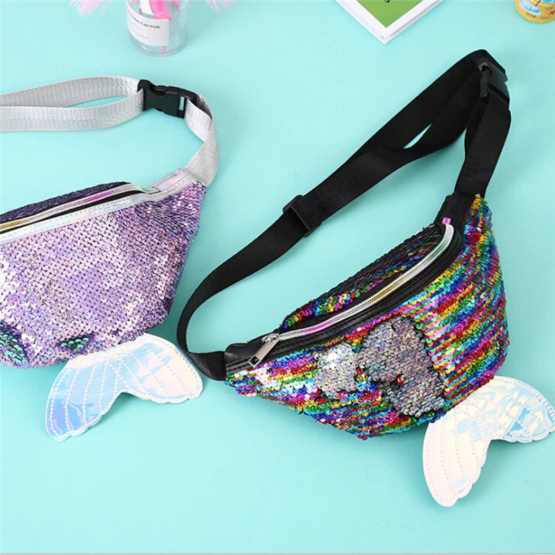 Colorful Sequin Waist Bag Chest Pouch Shoulder Belt Bag