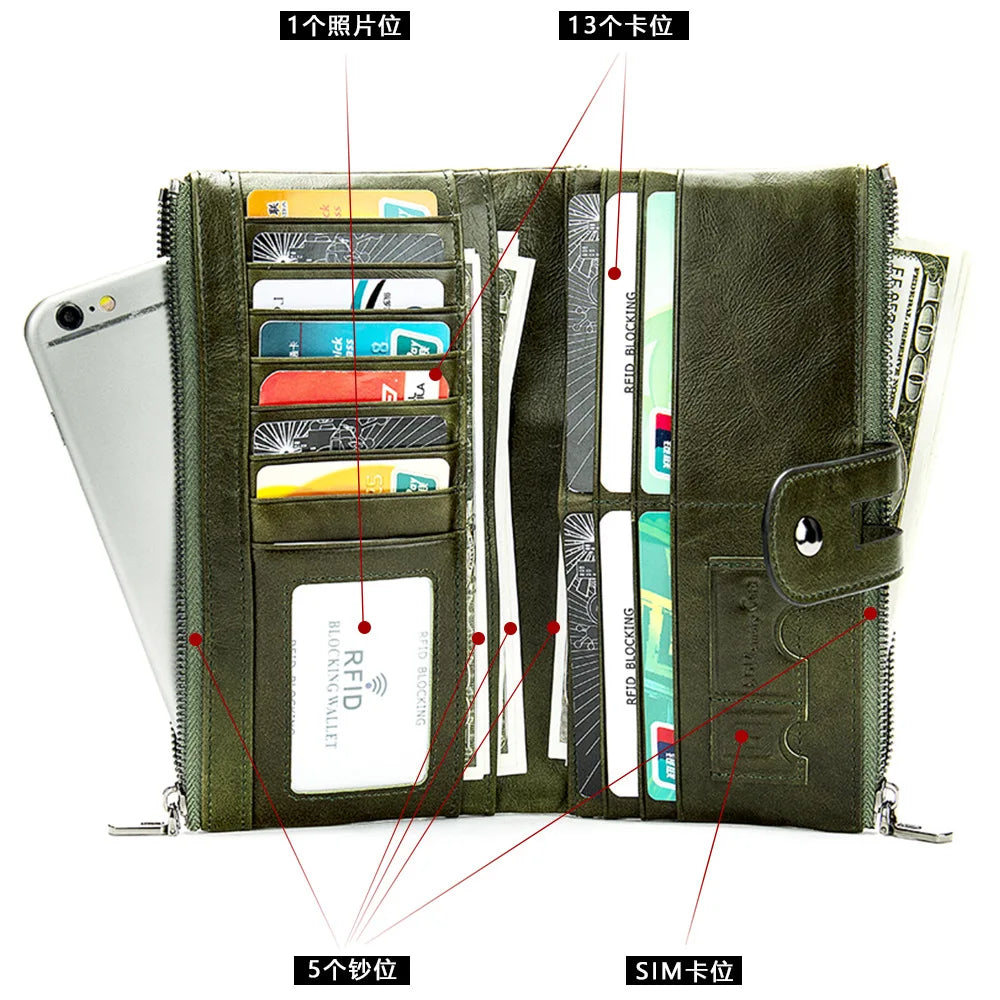 Women's Long Zipper Leather Wallet Hasp Ladies Purses