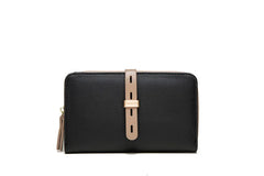 Women's Zip Long Wallet Buckle Bag Zero Wallet PU Frosted Vertical