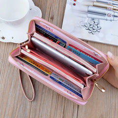 Red Crocodile Long Zipper Wallet Clutch Bag