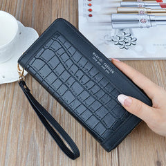 Red Crocodile Long Zipper Wallet Clutch Bag