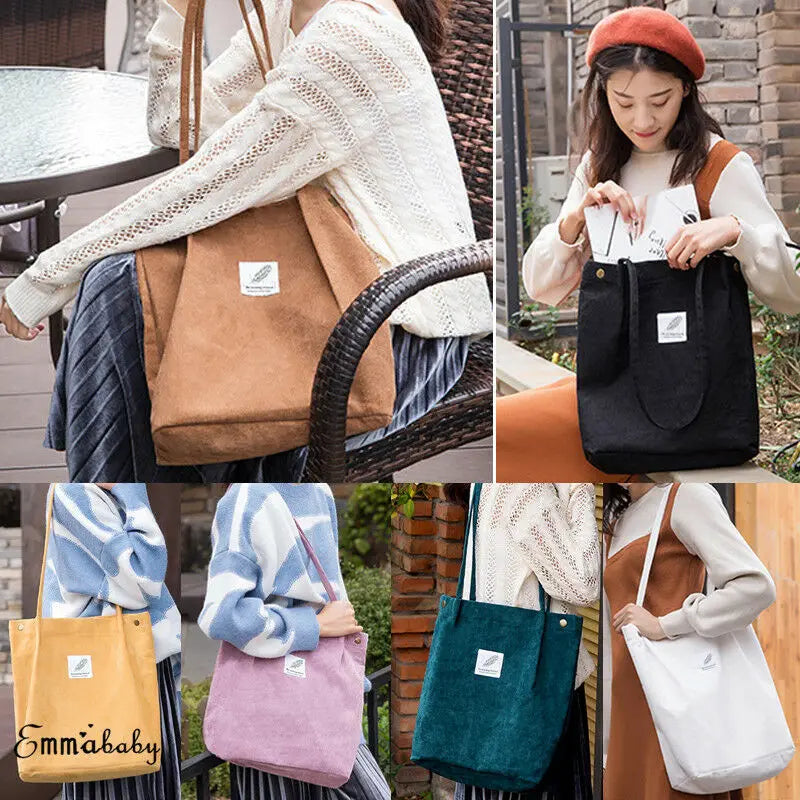 Corduroy Handbag Shoulder Messenger Bag Satchel Tote Purse Bags