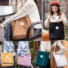 Corduroy Handbag Shoulder Messenger Bag Satchel Tote Purse Bags