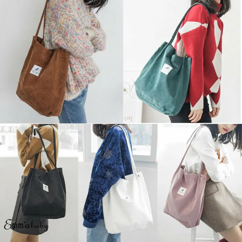 Corduroy Handbag Shoulder Messenger Bag Satchel Tote Purse Bags