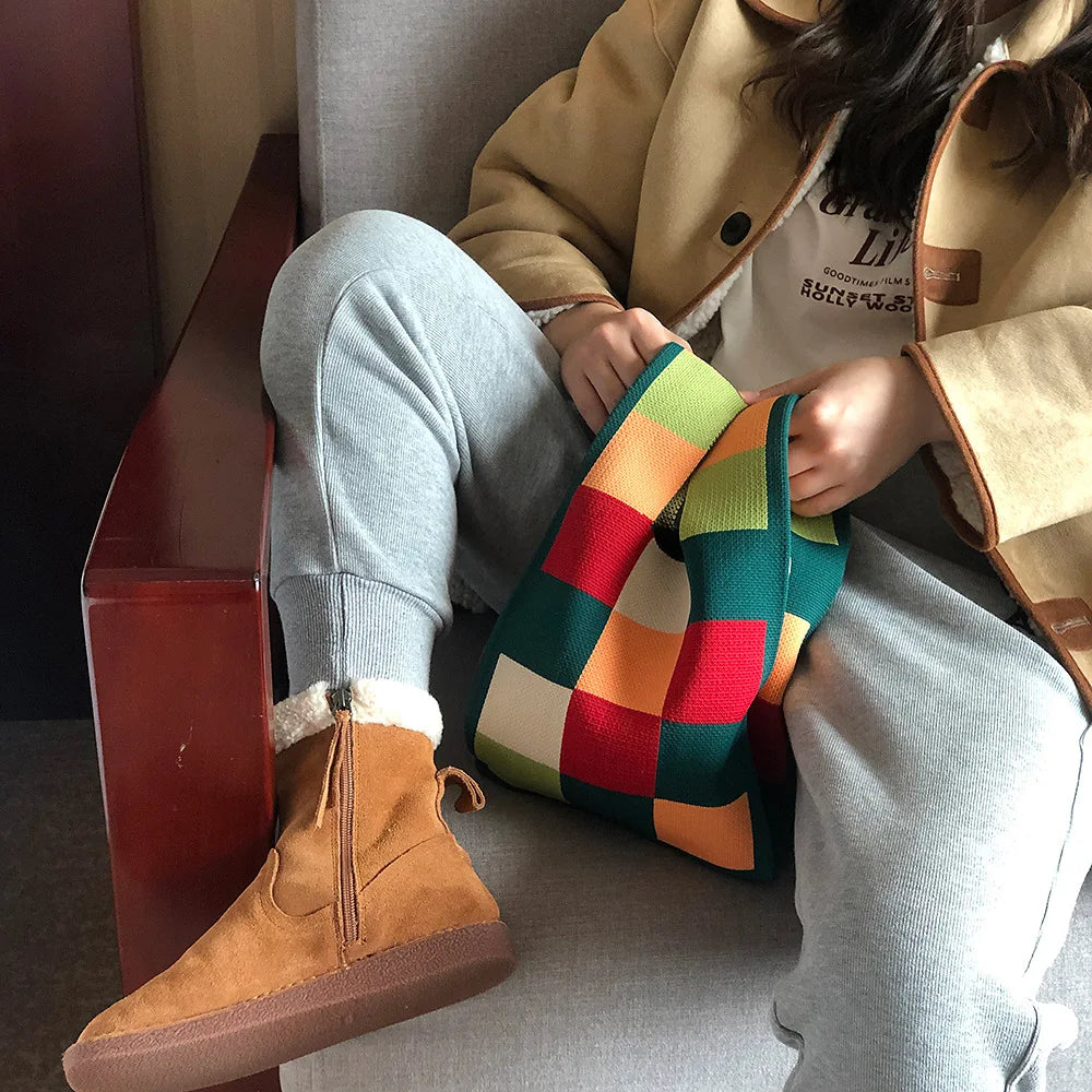 Wool Knitted Women Bag Small Tote Bag Handbag
