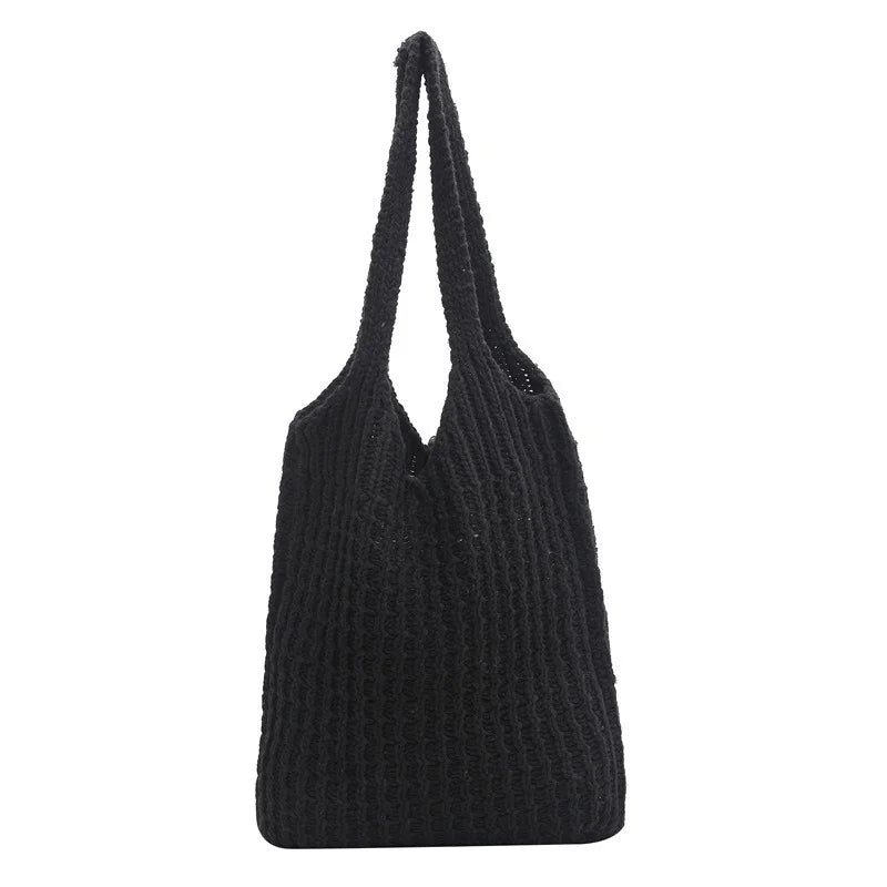 Vintage Wool Knit Shoulder Bag for Women