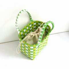Woven Bag Small Square Plastic Vegetable Basket Bag Handbags for Women