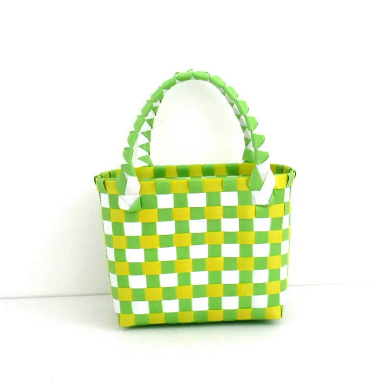 Woven Bag Small Square Plastic Vegetable Basket Bag Handbags for Women
