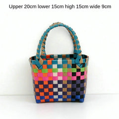 Woven Bag Small Square Plastic Vegetable Basket Bag Handbags for Women