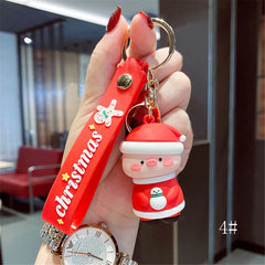 Christmas Santa Claus Keychain Soft Rubber Doll KeyRing Chain Bag Pendant Gift