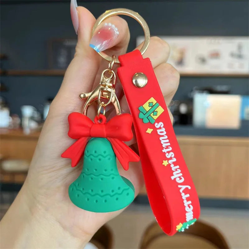 Christmas Santa Claus Keychain Soft Rubber Doll Key Ring Bag Pendant Gift