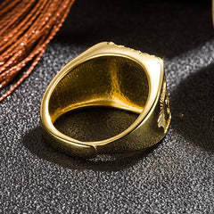 Year Lucky Word Chinese Style Men's Finger Rings