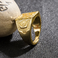 Year Lucky Word Chinese Style Men's Finger Rings