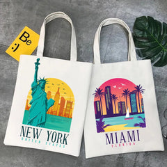 Harajuku Canvas Tote Bag, Women's Shopper Hand Shoulder Bag