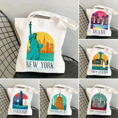 Harajuku Canvas Tote Bag, Women's Shopper Hand Shoulder Bag
