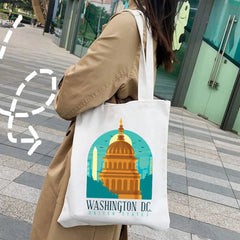 Harajuku Canvas Tote Bag, Women's Shopper Hand Shoulder Bag
