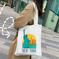 Harajuku Canvas Tote Bag, Women's Shopper Hand Shoulder Bag
