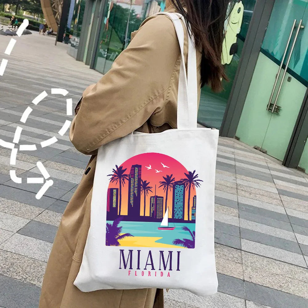 Harajuku Canvas Tote Bag, Women's Shopper Hand Shoulder Bag