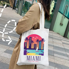 Harajuku Canvas Tote Bag, Women's Shopper Hand Shoulder Bag