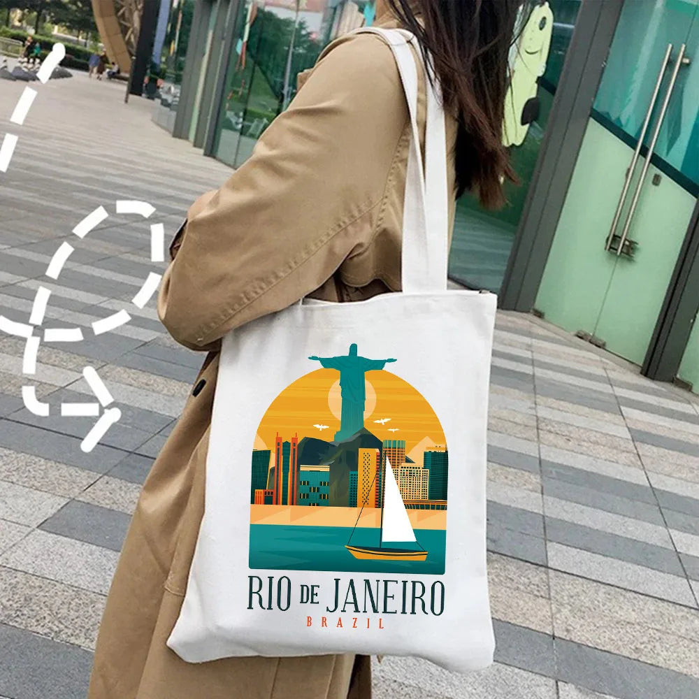 Harajuku Canvas Tote Bag, Women's Shopper Hand Shoulder Bag