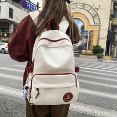 Zipper Matching Backpack Teenage Girl College Student Schoolbag Minority Bag